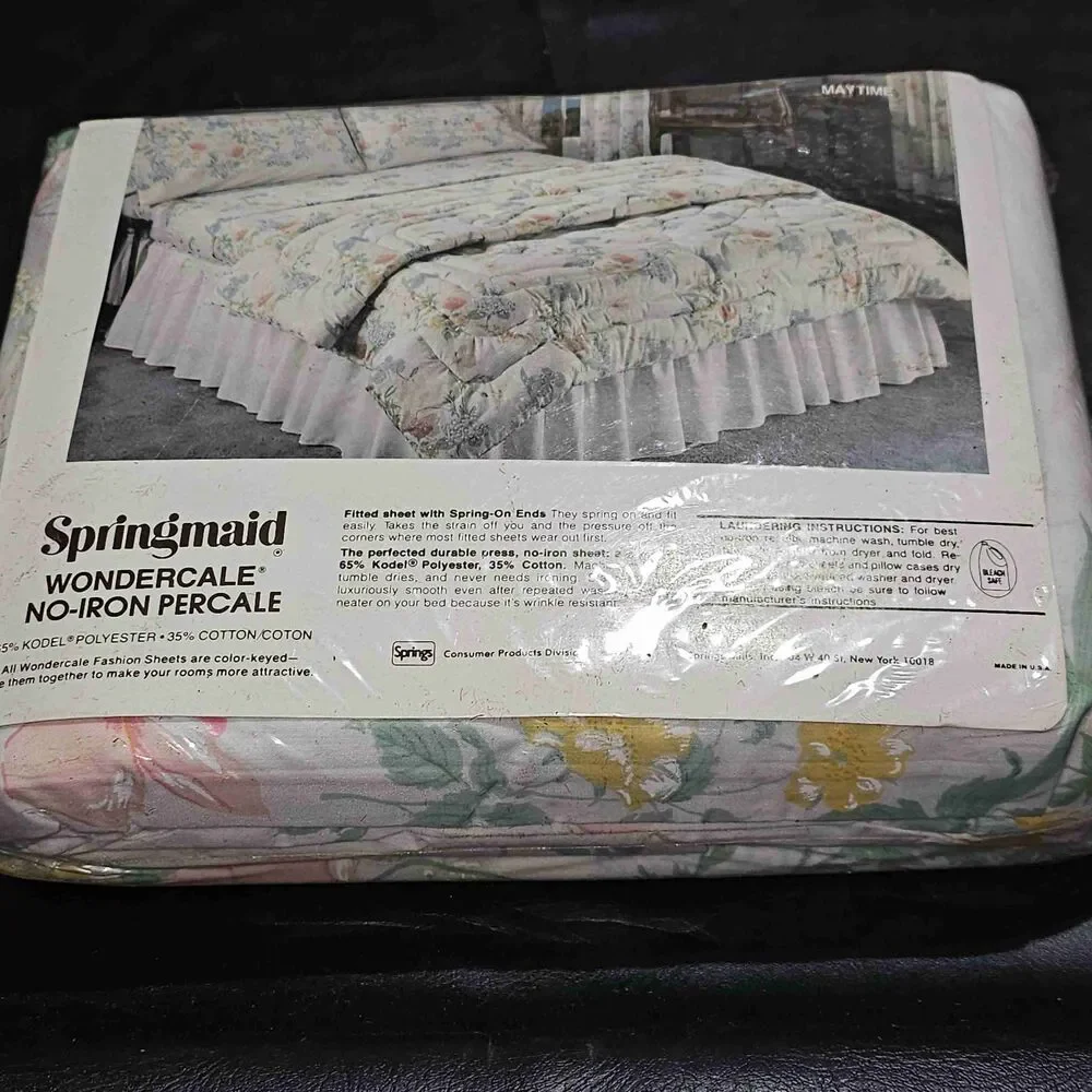 NIP Vintage Springmaid Floral Print Double‎ Bed Sheet Set New NOS